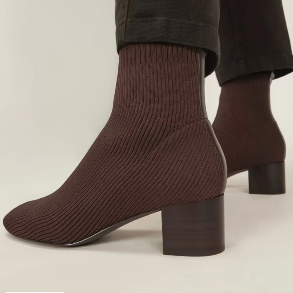 NEW Everlane Dark Brown Knit The Glove Heel Boot in Size 7.5